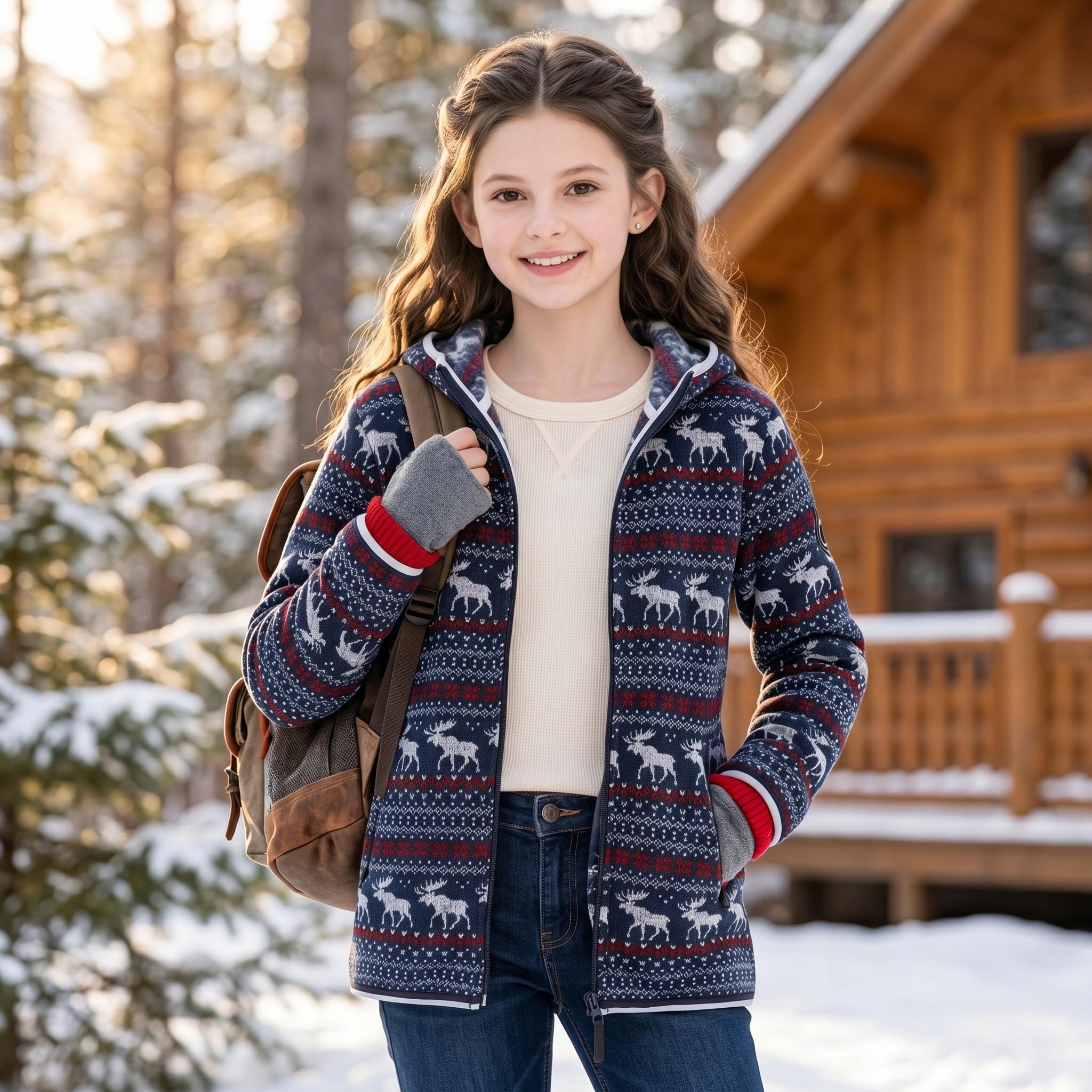 Sudadera polar con capucha NORESO infantil ALPINE PRO Azul marino